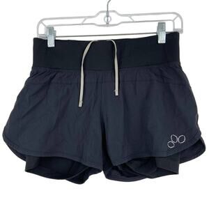 REI Lined Athletic Over Shorts Size XS Black Pull On Drawstring Zip Pocket